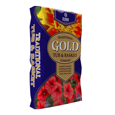 50L Clover - Traditional Gold Tub & Basket compost