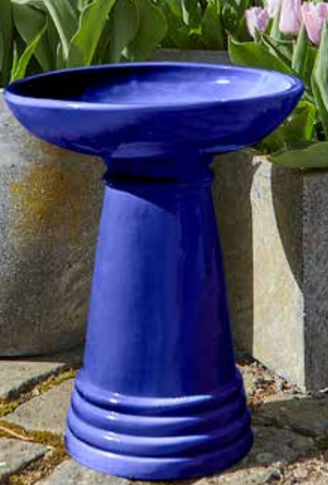 Glazed Bird Bath - Cobalt Blue - 45cm high - Windlestone Nursery ...