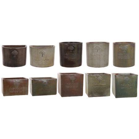 HERITAGE GARDEN POTTERY 11CM RUSTIC HERITAGE CUBE POT - GREEN - image 2