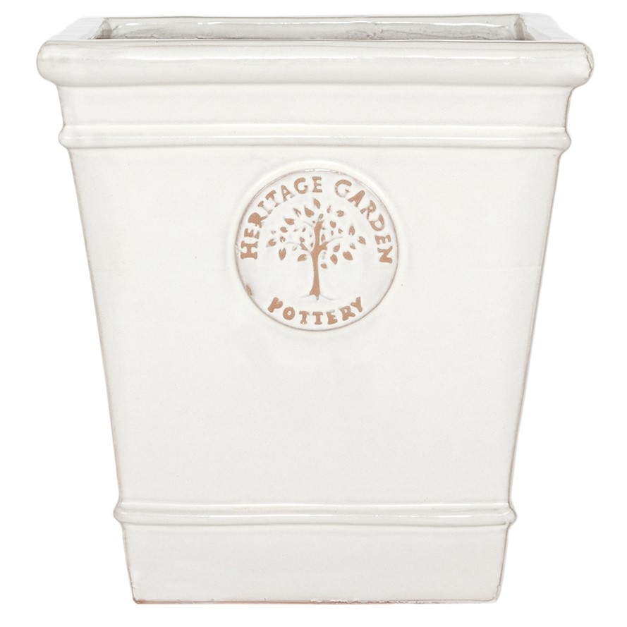 HERITAGE GARDEN POTTERY 38CM WHITE HERITAGE SQUARE Windlestone Nursery & Garden Centre in