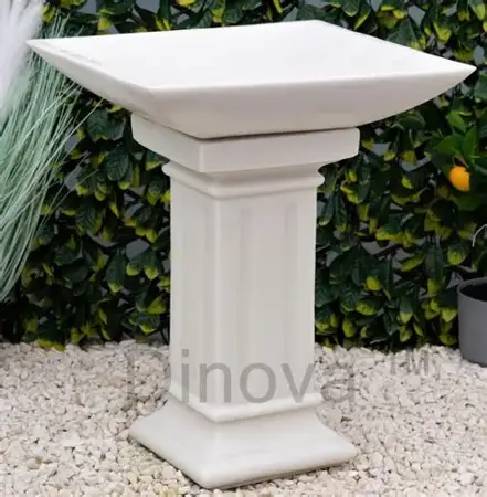 Square Birdbath White
