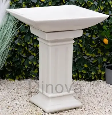 Square Birdbath White